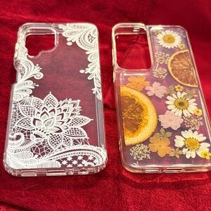 Floral Clear Phone Case Set miscellaneous set of 2 new see pics for match